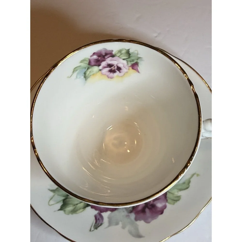 Royal Patrician Purple Pansy Bone China Tea Cup & Saucer England Floral